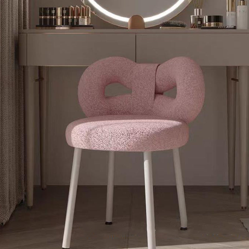Tabouret de coiffeuse en fer sans dossier avec nœud créatif en laine d&