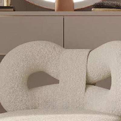 Tabouret de coiffeuse en fer sans dossier avec nœud créatif en laine d'agneau contemporain pour chambre 