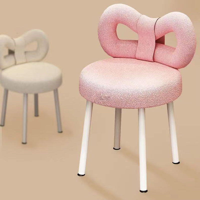 Tabouret de coiffeuse en fer sans dossier avec nœud créatif en laine d&