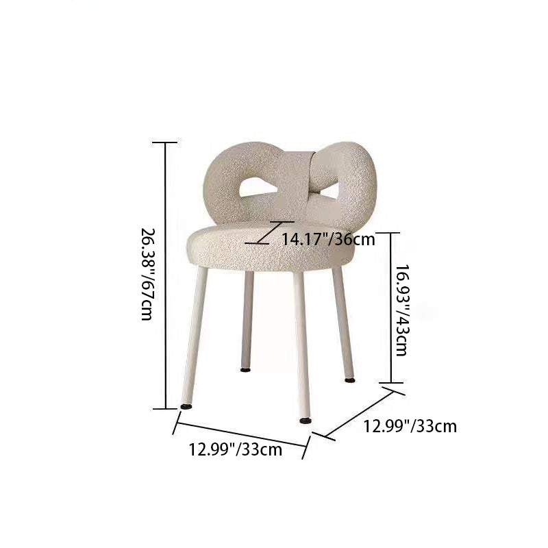 Tabouret de coiffeuse en fer sans dossier avec nœud créatif en laine d&