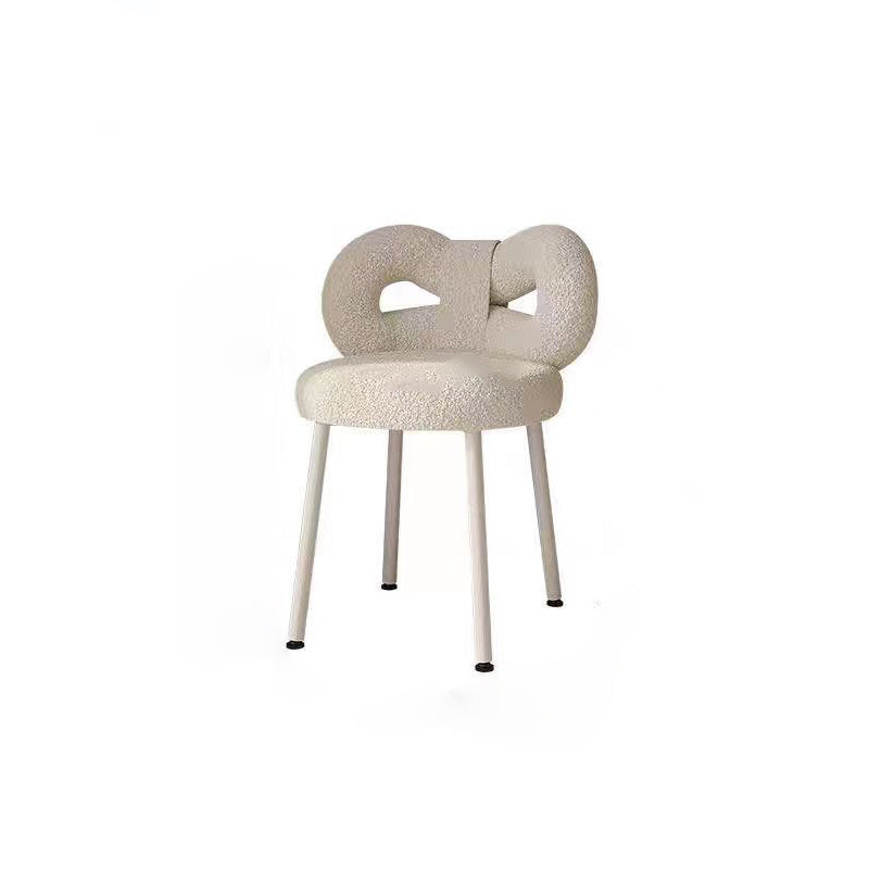 Tabouret de coiffeuse en fer sans dossier avec nœud créatif en laine d&