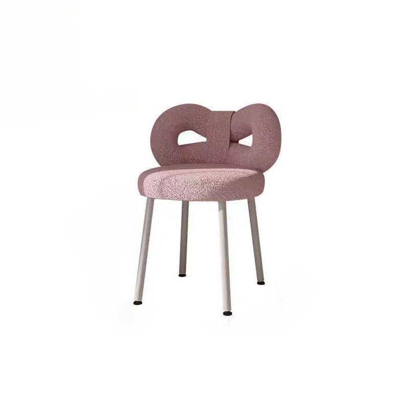 Tabouret de coiffeuse en fer sans dossier avec nœud créatif en laine d&