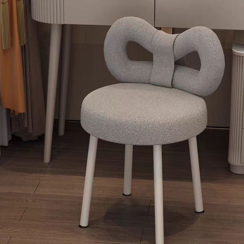 Tabouret de coiffeuse en fer sans dossier avec nœud créatif en laine d&