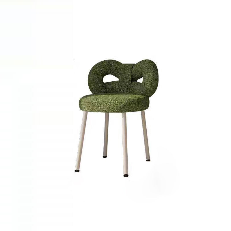 Tabouret de coiffeuse en fer sans dossier avec nœud créatif en laine d&