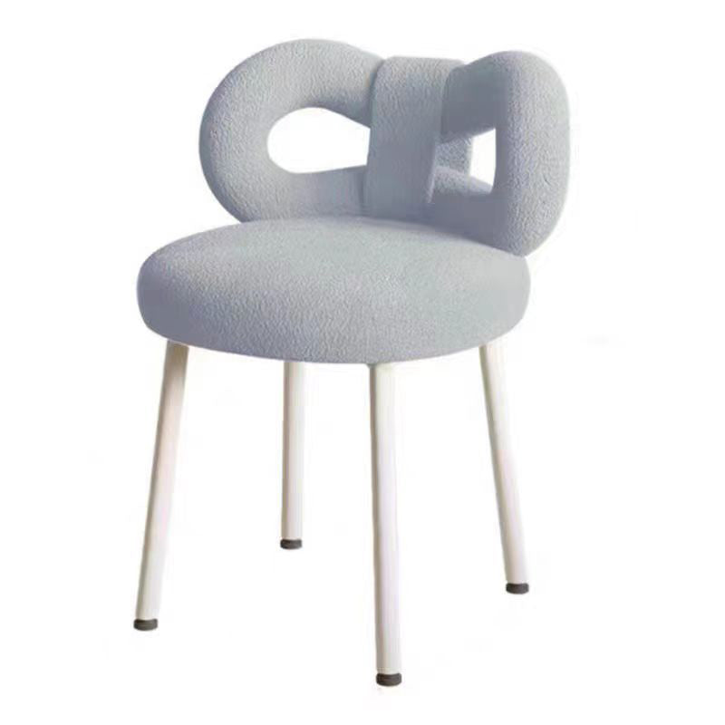 Tabouret de coiffeuse en fer sans dossier avec nœud créatif en laine d&