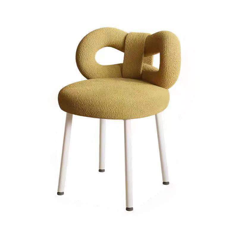 Tabouret de coiffeuse en fer sans dossier avec nœud créatif en laine d&