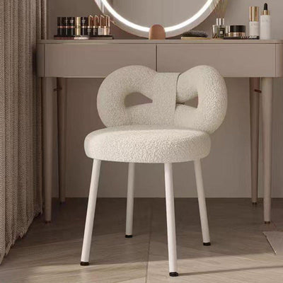 Tabouret de coiffeuse en fer sans dossier avec nœud créatif en laine d'agneau contemporain pour chambre 