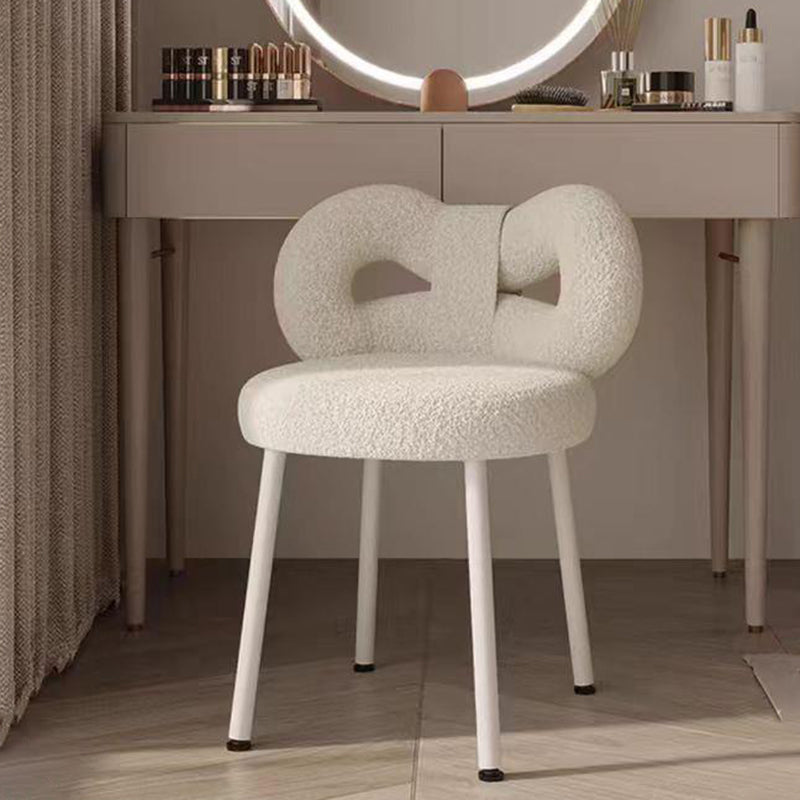 Tabouret de coiffeuse en fer sans dossier avec nœud créatif en laine d&