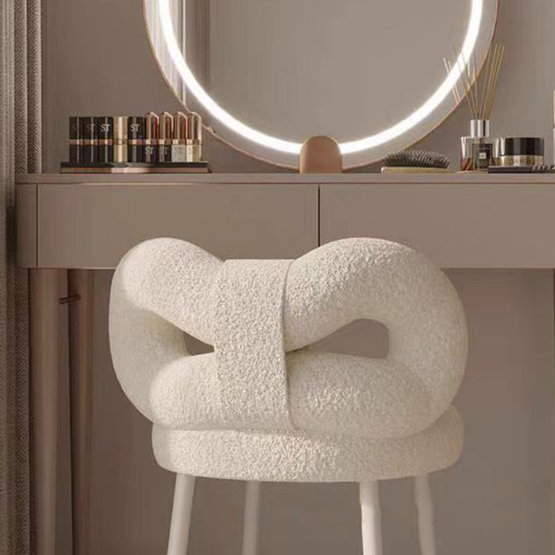 Tabouret de coiffeuse en fer sans dossier avec nœud créatif en laine d&