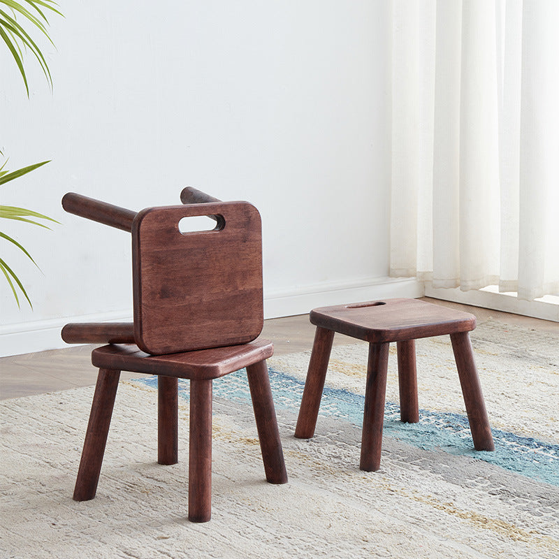 Modern Minimalist Rectangular Rubberwood Low Stool Backless Armless For Living Room