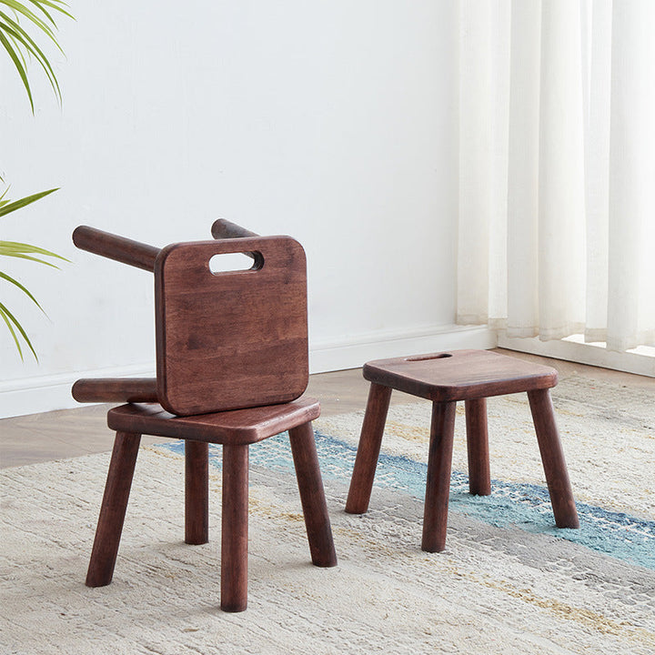 Modern Minimalist Rectangular Rubberwood Low Stool Backless Armless For Living Room