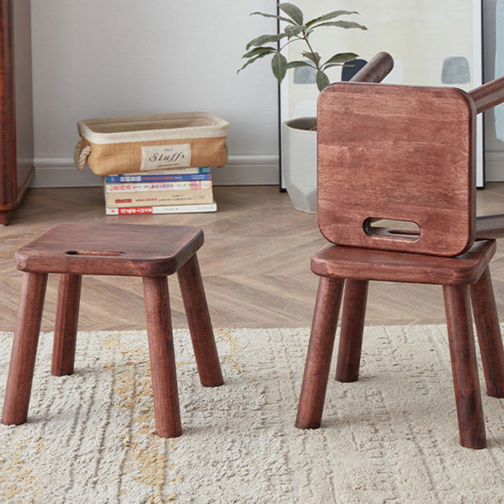 Modern Minimalist Rectangular Rubberwood Low Stool Backless Armless For Living Room