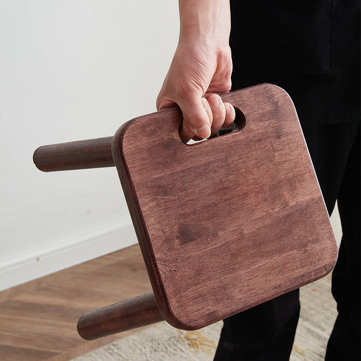 Modern Minimalist Rectangular Rubberwood Low Stool Backless Armless For Living Room