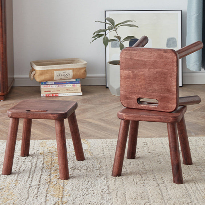 Modern Minimalist Rectangular Rubberwood Low Stool Backless Armless For Living Room