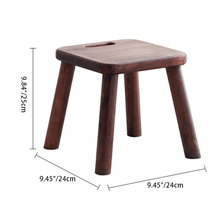 Modern Minimalist Rectangular Rubberwood Low Stool Backless Armless For Living Room