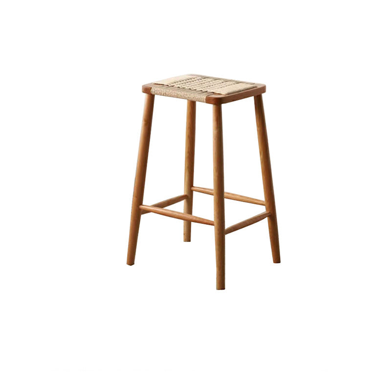 Zeitgenössischer Retro Esszimmerstuhl aus Kraftpapierseil und Kirschholz ohne Rückenlehne und Armlehnen für das Esszimmer 