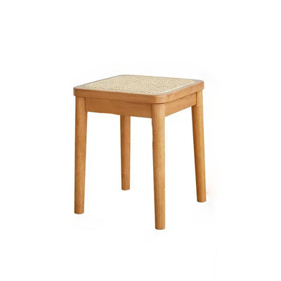 Contemporary Boho Rattan Solid Wood Dining Chair Backless Armless For Dining Room