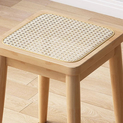 Contemporary Boho Rattan Solid Wood Dining Chair Backless Armless For Dining Room