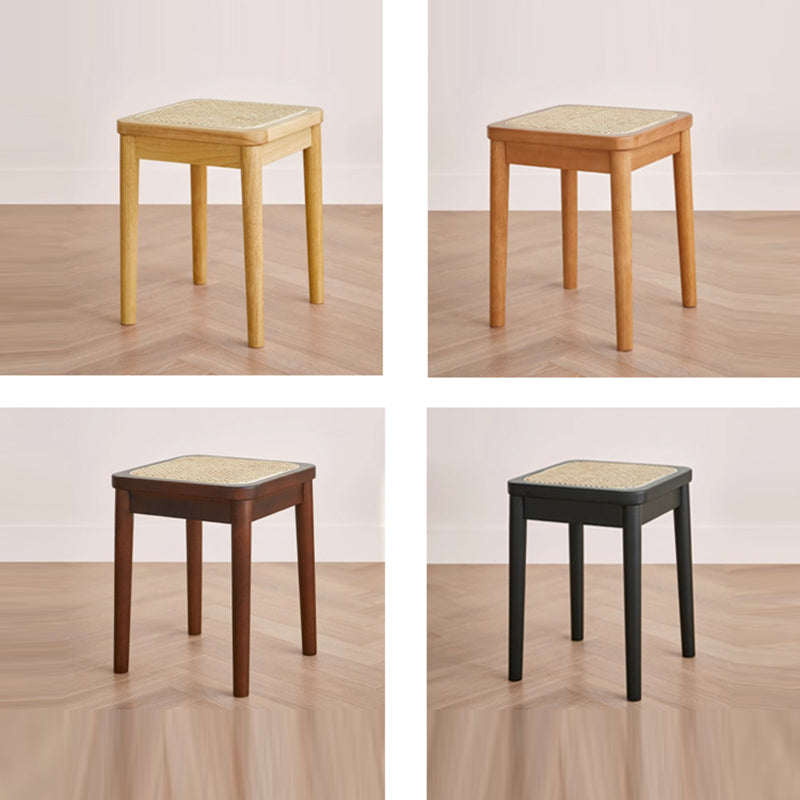 Contemporary Boho Rattan Solid Wood Dining Chair Backless Armless For Dining Room