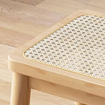 Contemporary Boho Rattan Solid Wood Dining Chair Backless Armless For Dining Room