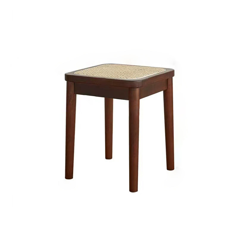 Contemporary Boho Rattan Solid Wood Dining Chair Backless Armless For Dining Room