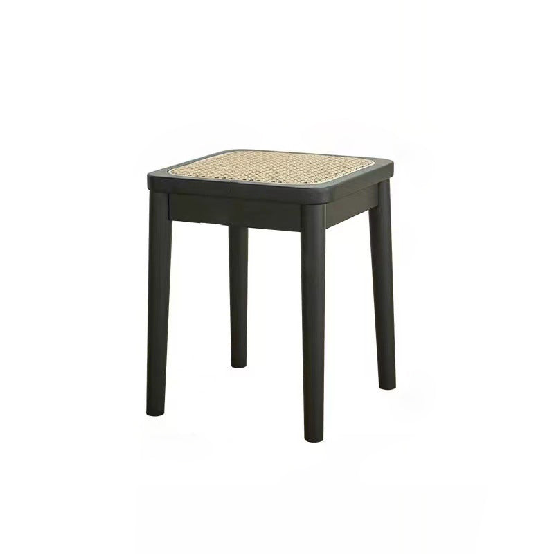 Contemporary Boho Rattan Solid Wood Dining Chair Backless Armless For Dining Room