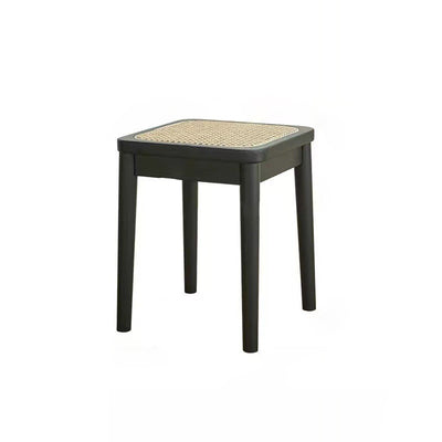 Contemporary Boho Rattan Solid Wood Dining Chair Backless Armless For Dining Room