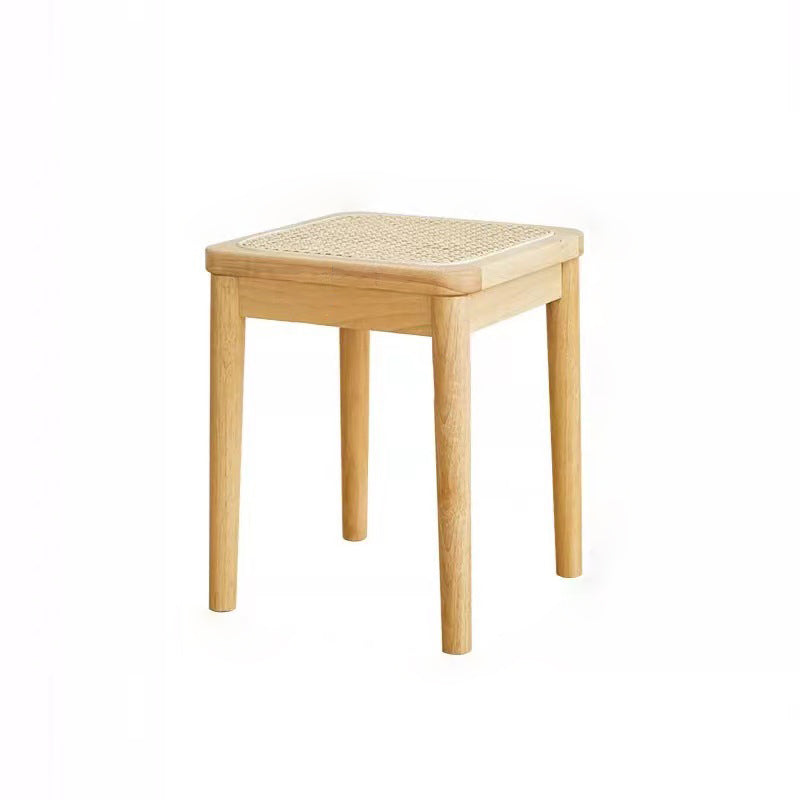 Contemporary Boho Rattan Solid Wood Dining Chair Backless Armless For Dining Room