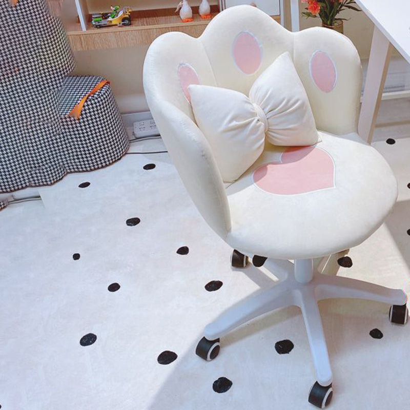 Taburete tocador contemporáneo y creativo con forma de pata de gato, de terciopelo, esponja y nailon, con respaldo y sin brazos, para dormitorio 