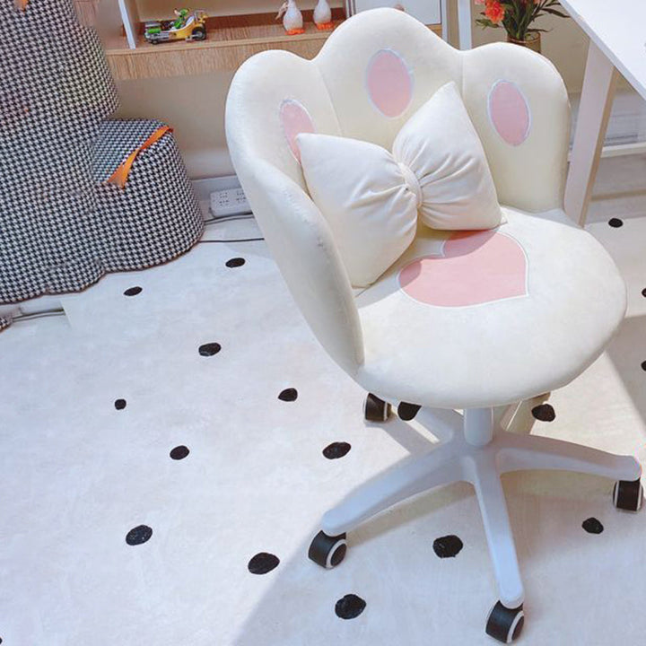 Taburete tocador contemporáneo y creativo con forma de pata de gato, de terciopelo, esponja y nailon, con respaldo y sin brazos, para dormitorio 
