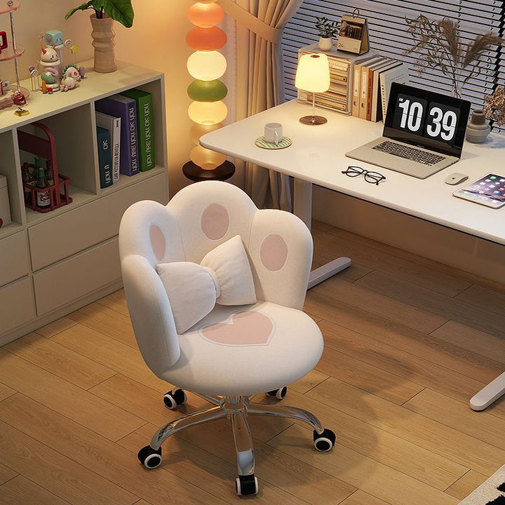 Taburete tocador contemporáneo y creativo con forma de pata de gato, de terciopelo, esponja y nailon, con respaldo y sin brazos, para dormitorio 