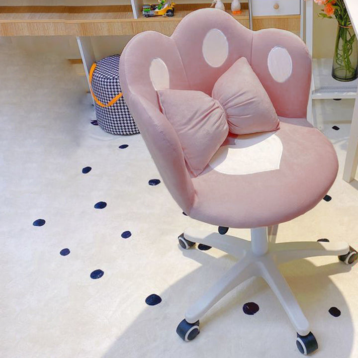 Taburete tocador contemporáneo y creativo con forma de pata de gato, de terciopelo, esponja y nailon, con respaldo y sin brazos, para dormitorio 