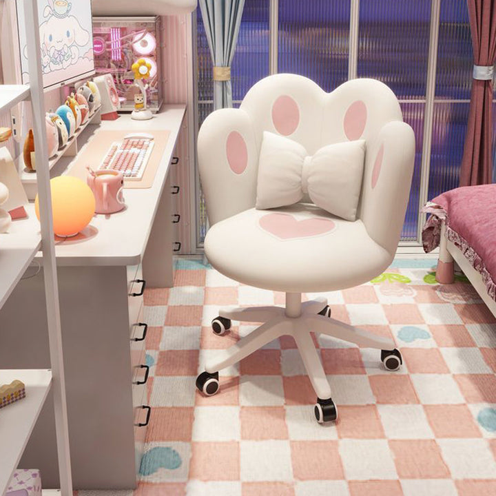 Taburete tocador contemporáneo y creativo con forma de pata de gato, de terciopelo, esponja y nailon, con respaldo y sin brazos, para dormitorio 