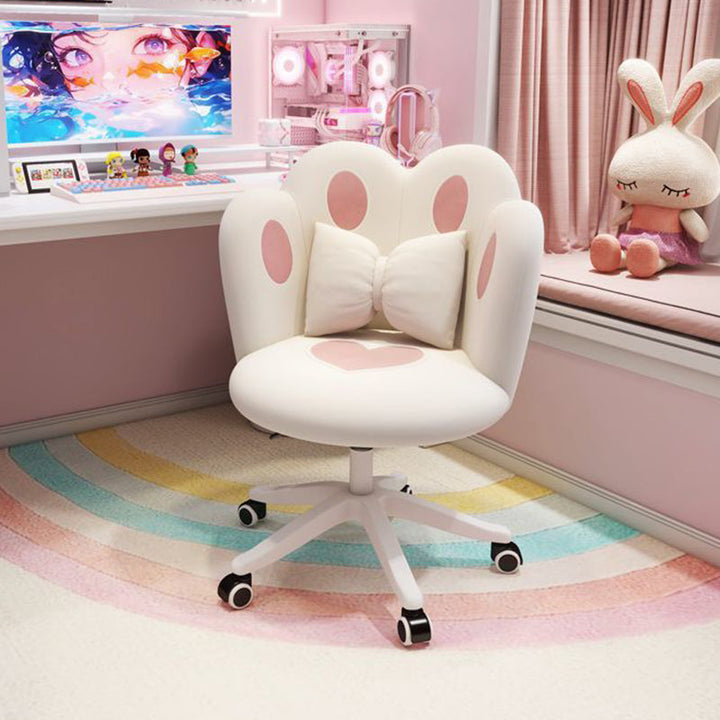 Taburete tocador contemporáneo y creativo con forma de pata de gato, de terciopelo, esponja y nailon, con respaldo y sin brazos, para dormitorio 