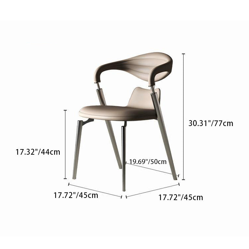 Moderne Art Deco Leder Kohlenstoffstahl Esszimmerstuhl Rückenlehne Armlehne Für Esszimmer 