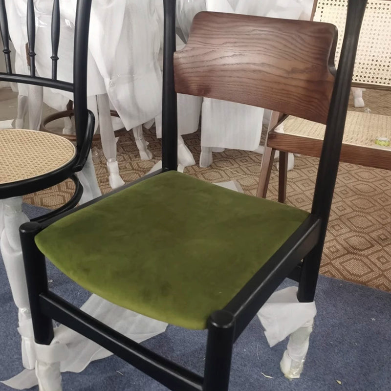 Moderne Einfachheit Eschenholz Samt Esszimmerstuhl Rückenlehne Ohne Armlehnen Für Esszimmer 