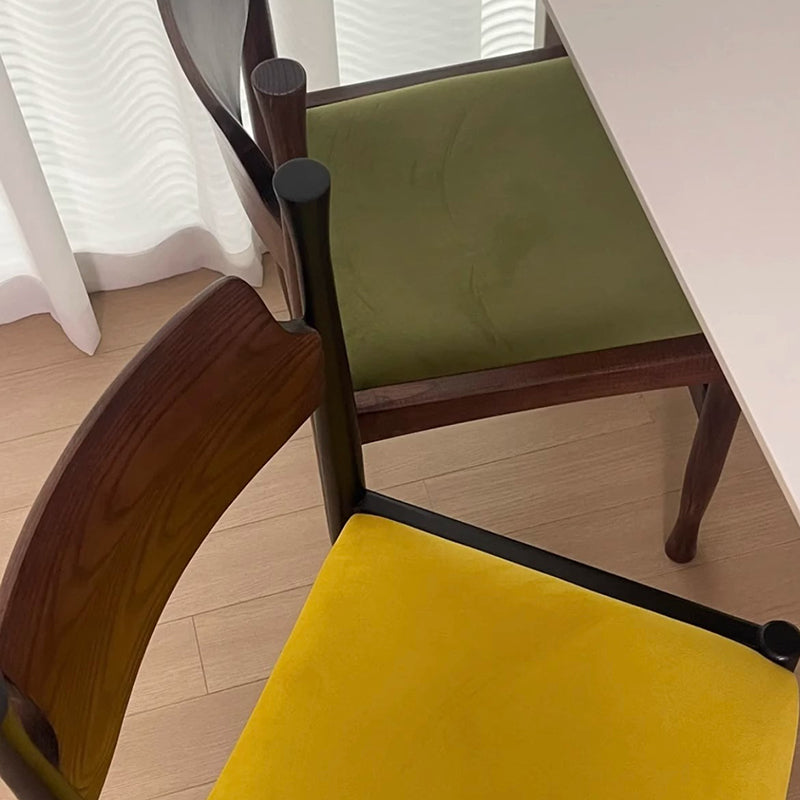 Moderne Einfachheit Eschenholz Samt Esszimmerstuhl Rückenlehne Ohne Armlehnen Für Esszimmer 