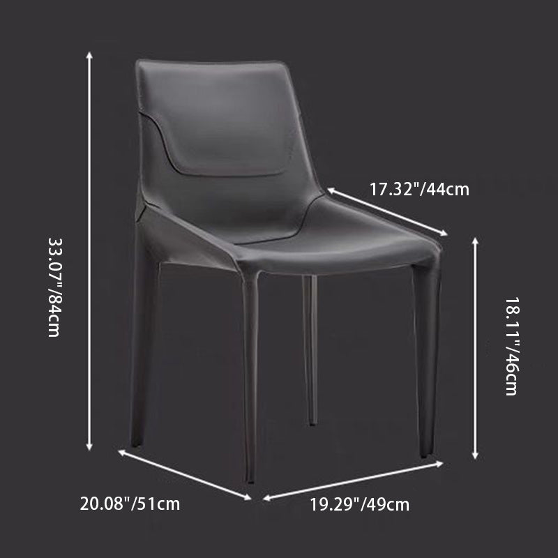 Moderner minimalistischer Esszimmerstuhl aus Karbonstahl und Sattelleder, Rückenlehne ohne Armlehnen für das Esszimmer 