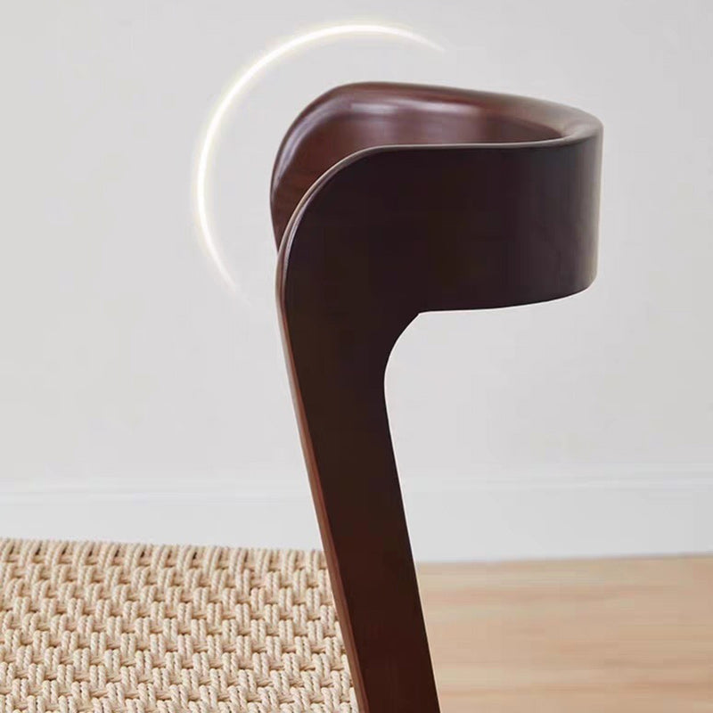 Contemporary Scandinavian Kraft Paper Rope Rubberwood Dining Chair Backrest Armless For Dining Room