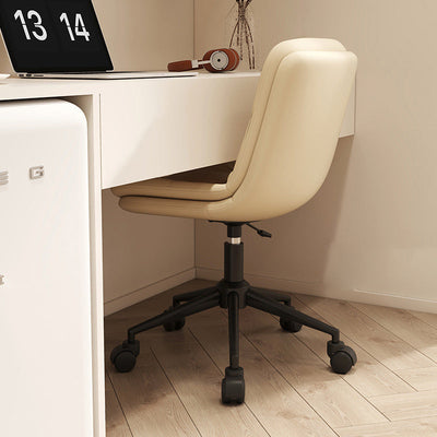 Zeitgenössischer nordischer Leder-Stahl-Schreibtischstuhl Rückenlehne ohne Armlehnen für das Home Office 