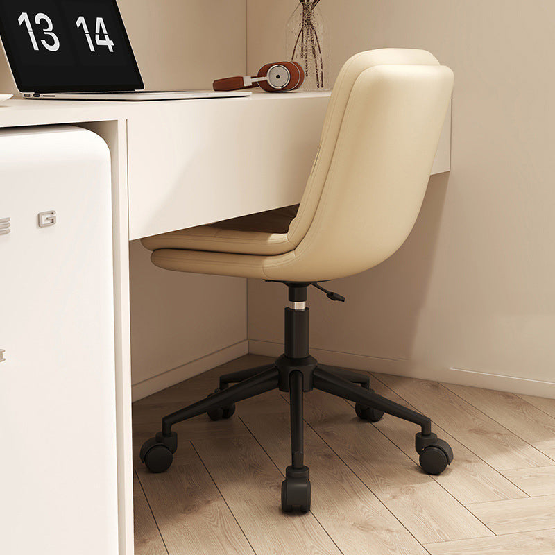 Zeitgenössischer nordischer Leder-Stahl-Schreibtischstuhl Rückenlehne ohne Armlehnen für das Home Office 