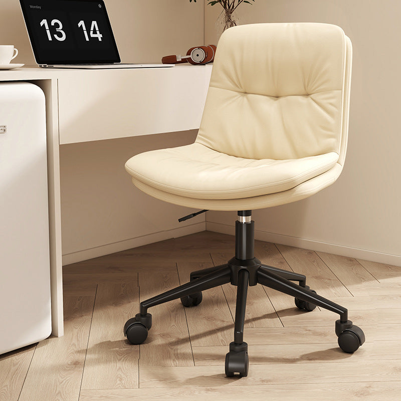 Zeitgenössischer nordischer Leder-Stahl-Schreibtischstuhl Rückenlehne ohne Armlehnen für das Home Office 