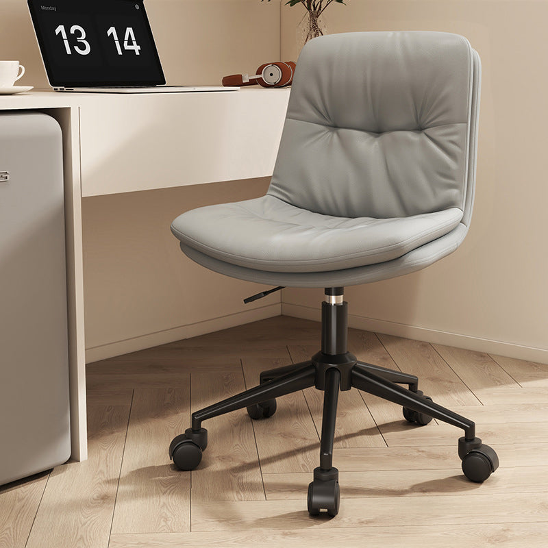 Zeitgenössischer nordischer Leder-Stahl-Schreibtischstuhl Rückenlehne ohne Armlehnen für das Home Office 