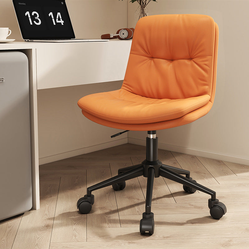 Zeitgenössischer nordischer Leder-Stahl-Schreibtischstuhl Rückenlehne ohne Armlehnen für das Home Office 