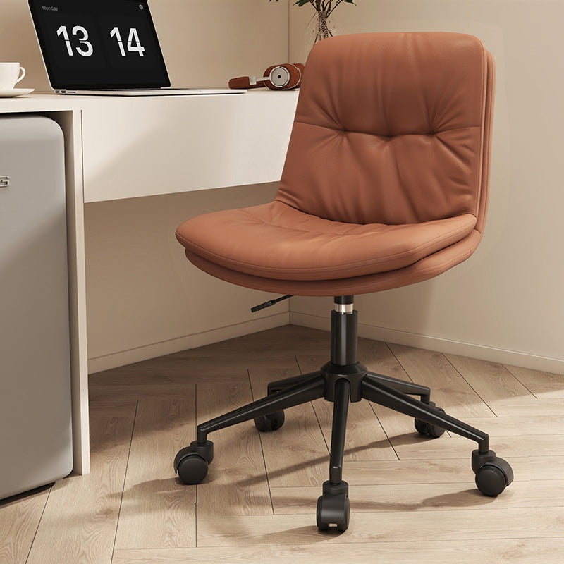 Zeitgenössischer nordischer Leder-Stahl-Schreibtischstuhl Rückenlehne ohne Armlehnen für das Home Office 