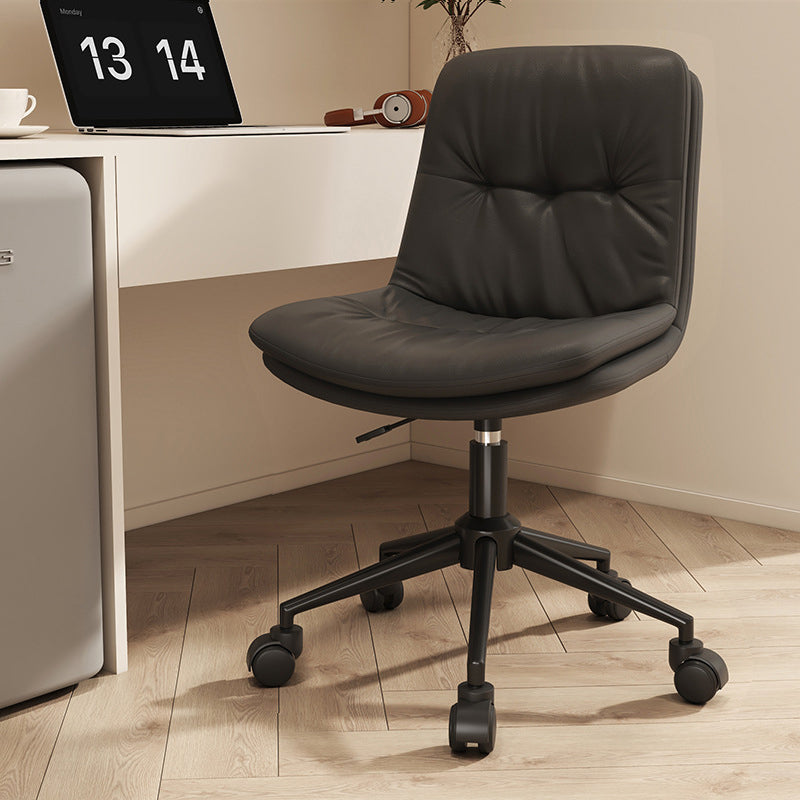 Zeitgenössischer nordischer Leder-Stahl-Schreibtischstuhl Rückenlehne ohne Armlehnen für das Home Office 