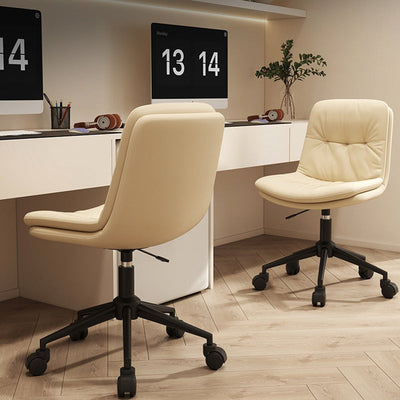 Zeitgenössischer nordischer Leder-Stahl-Schreibtischstuhl Rückenlehne ohne Armlehnen für das Home Office 