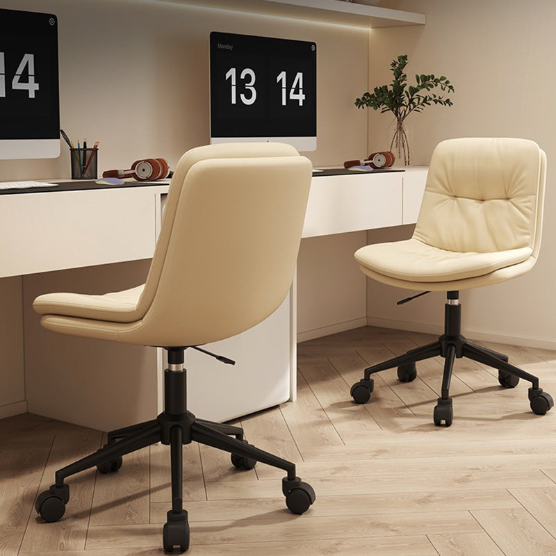 Zeitgenössischer nordischer Leder-Stahl-Schreibtischstuhl Rückenlehne ohne Armlehnen für das Home Office 