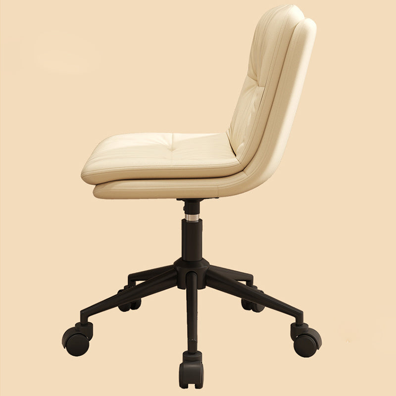 Zeitgenössischer nordischer Leder-Stahl-Schreibtischstuhl Rückenlehne ohne Armlehnen für das Home Office 