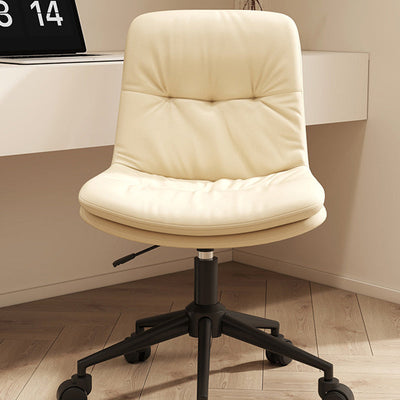 Zeitgenössischer nordischer Leder-Stahl-Schreibtischstuhl Rückenlehne ohne Armlehnen für das Home Office 